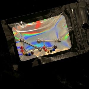 Nipple Rings, hypoallergenic titanium rainbow diamonds